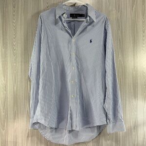 Ralph Lauren Shirt Mens Large Blue Plaid Pony Checkered Button Up Long Sleeve